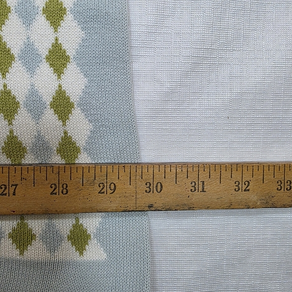 MCM Baby Blanket Knit‎ Argyle Blue Green White Soft Cozy Cottagecore Retro Vibes - Picture 4 of 5